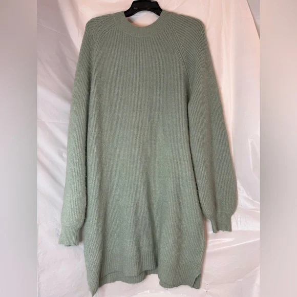 H&M Sage Green Crewneck Knit Sweater Dress - Picture 1 of 6